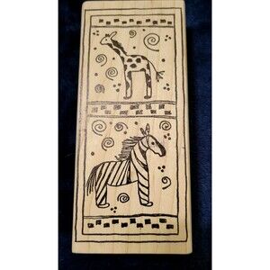 Giraffe Zebra Rubber Stamp Wood Magenta of Canada Art Crafts Safari Animals EUC